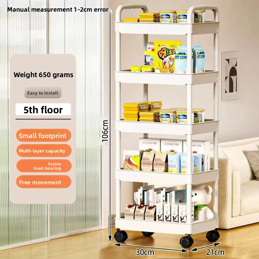 Étagère de rangement de cuisine à 5 couches, chariot mobile, support de rangement multicouche sur pi