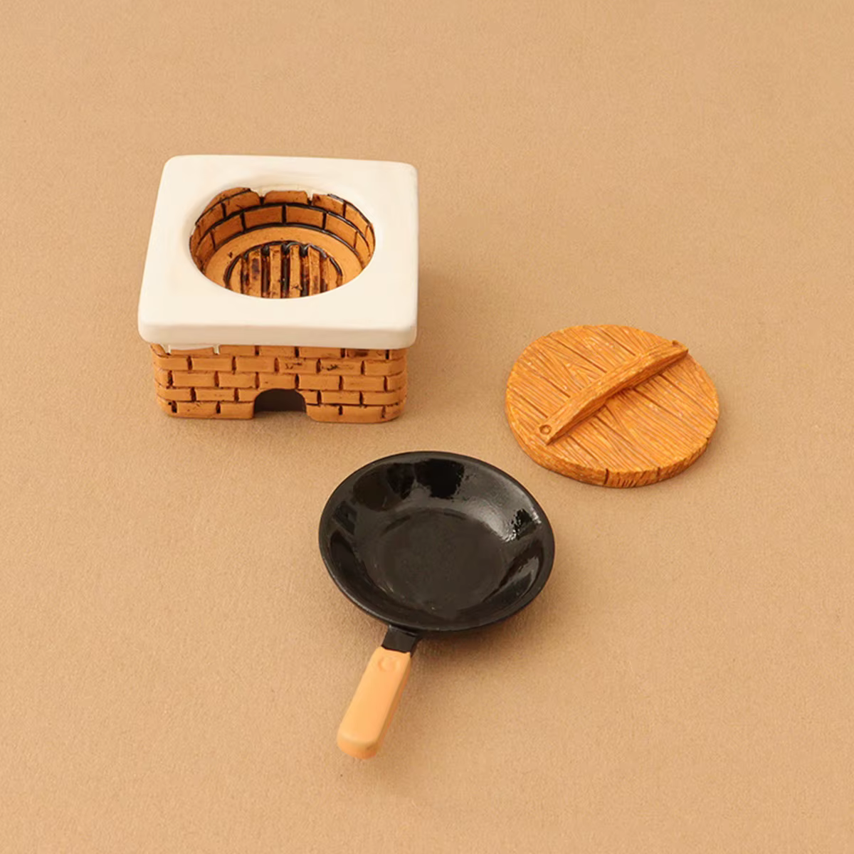 Mini marmite de cuisine avec couvercle, 3 pièces, ustensiles de cuisine pour maison de poupée pour p