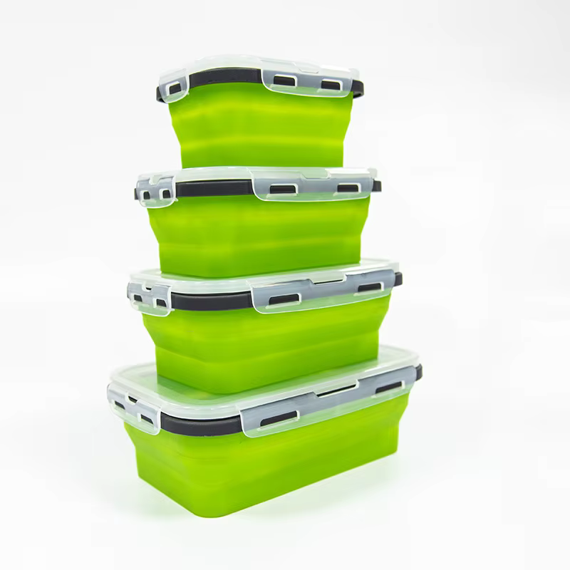 Boîte à déjeuner pliante en Silicone, 1 pièce, carrée de qualité alimentaire, Portable, four à micro