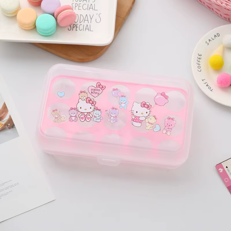 Boîte de rangement pour œufs Hello Kitty, boîte à œufs portable en plastique résistante aux chocs et