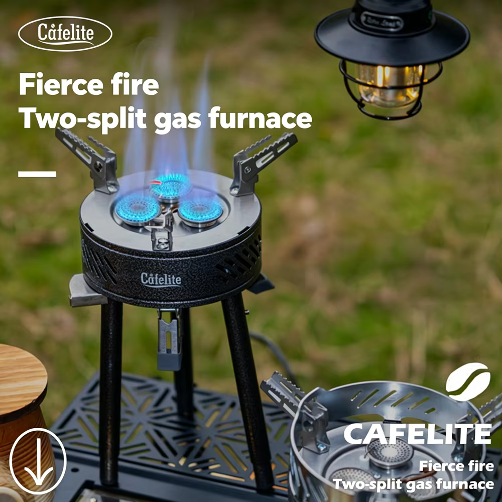 Réchaud de camping portable à gaz, brûleur séparé, tube de préchauffage, 8800W haute puissance, pare