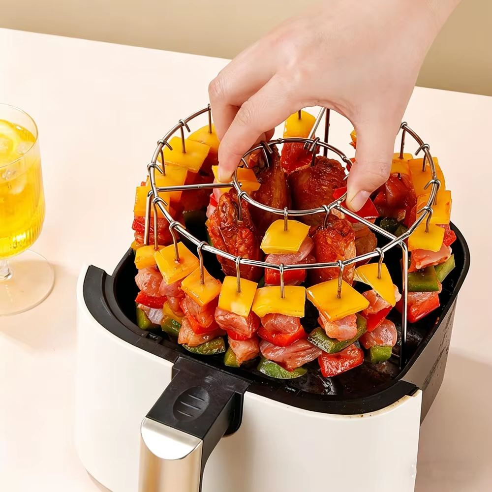 Support de brochettes en acier inoxydable pour friteuse à air, 12 brochettes antiadhésives, pas beso