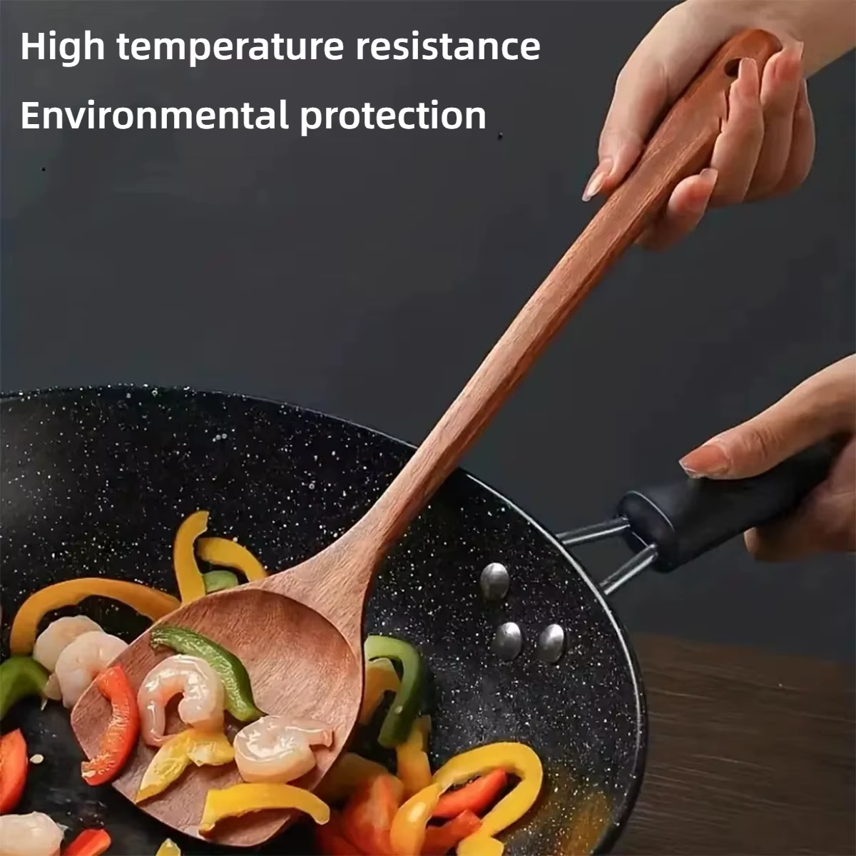 Spatule en bois pour la maison, pour poêle antiadhésive, spéciale pour les travaux ménagers, manche 