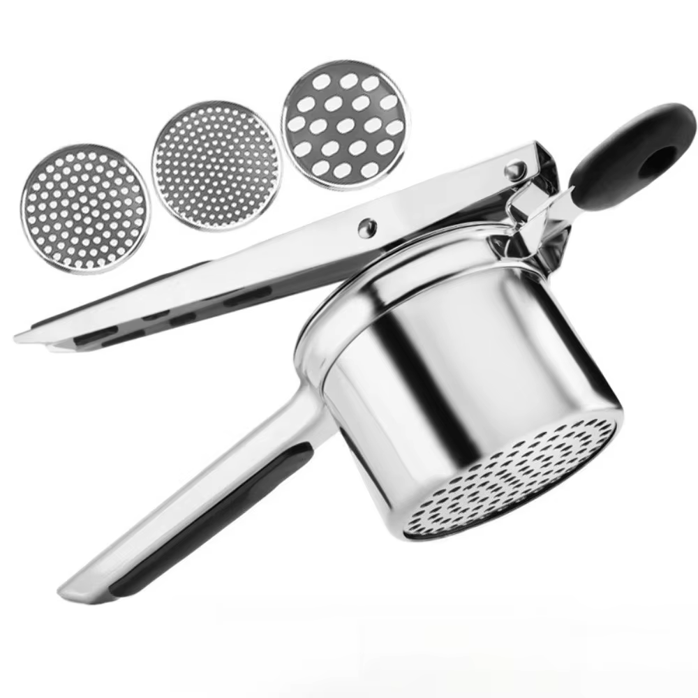 Presse-purée Durable en acier inoxydable, poignées antidérapantes, lavable au lave-vaisselle pour pu