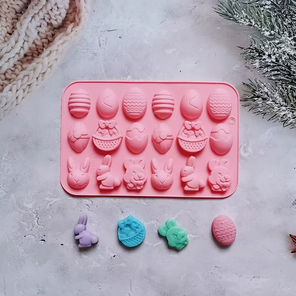 Moule de pâques en Silicone pour gâteau, chocolat, biscuits, cuisson, lapin coloré, décoration de va