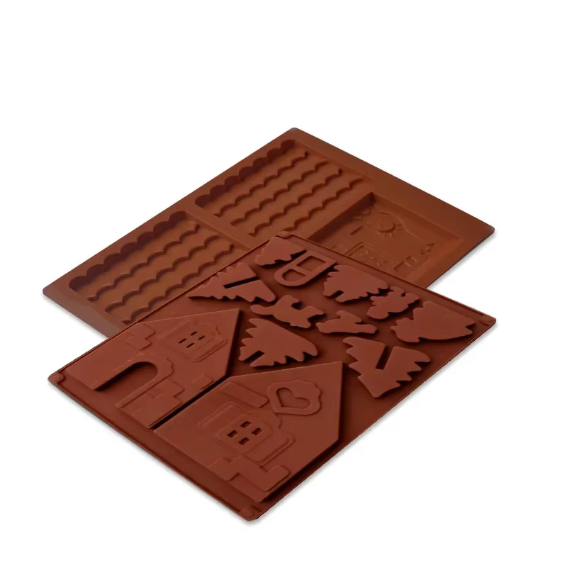 Moule à chocolat tridimensionnel pour maison en pain d'épices, ensemble de 2 pièces pour la cuisson 