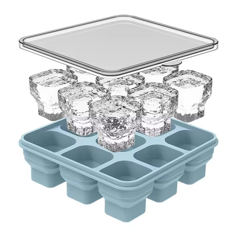 Grand plateau à glaçons en Silicone avec couvercle, grande machine à boules de glace, sphère ronde p