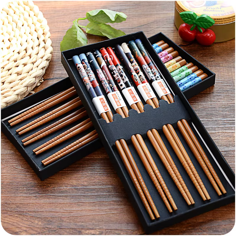 Ensemble de baguettes en bambou antidérapantes, 5 paires, vaisselle japonaise en bois naturel, nourr