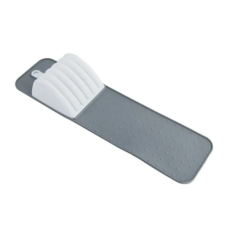 Organisateur de couteaux de qualité supérieure – Tapis à couteaux antidérapant à prise souple avec 5
