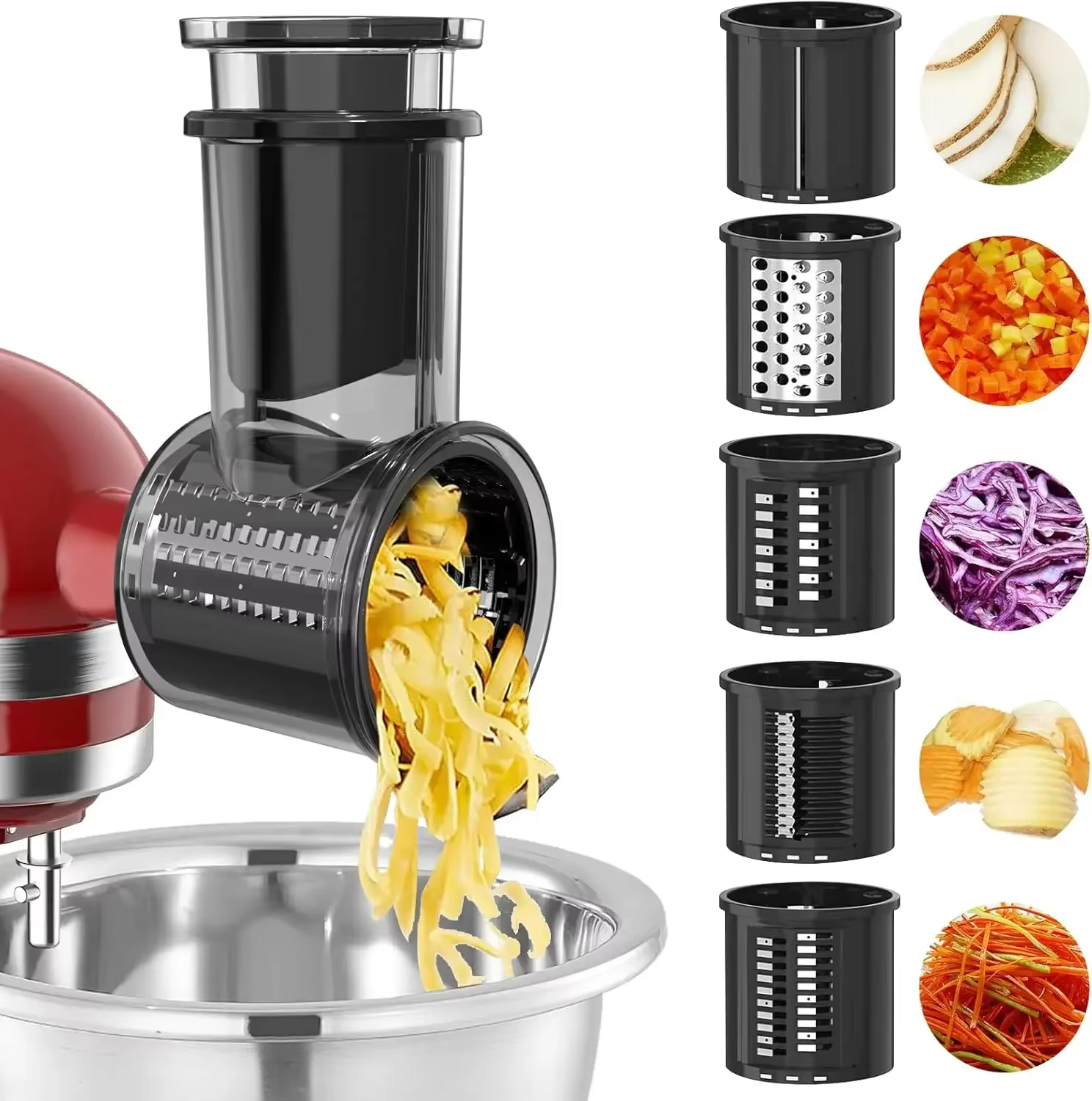 Accessoire de broyeur de trancheuse pour batteur sur socle KitchenAid avec 5 lames, grand accessoire