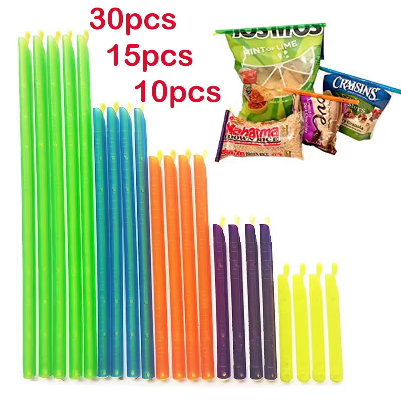 30 pièces/15 pièces ensemble de Clips de sac sacs de collation alimentaire Clips de scellage bâton d