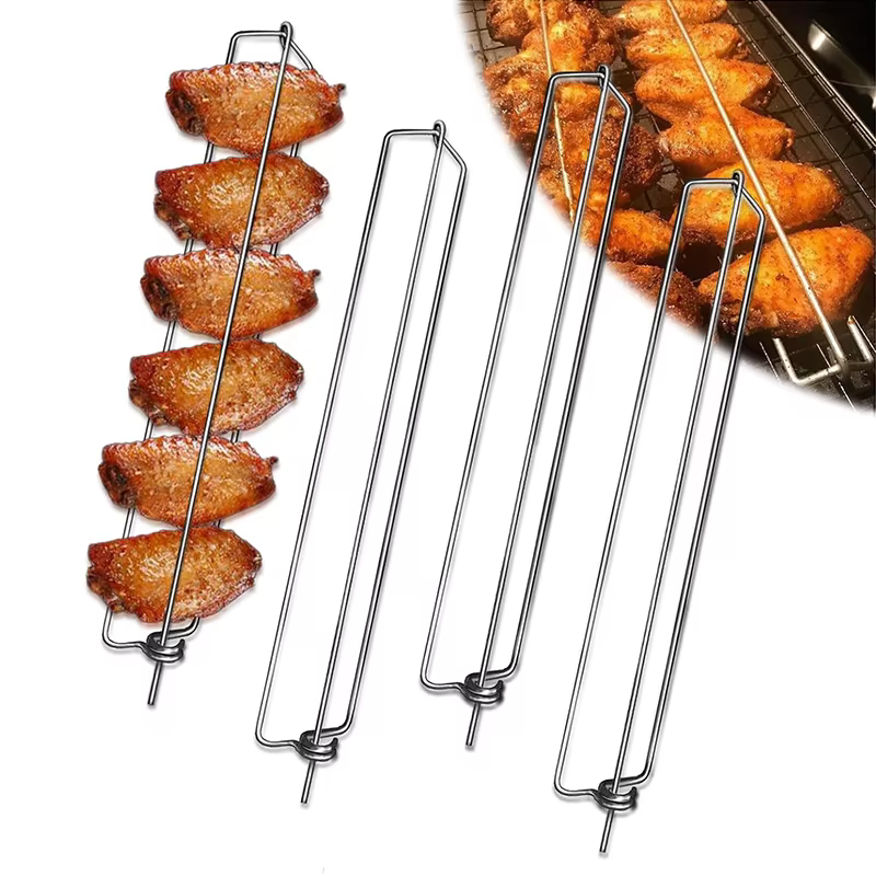 Rails d'aile de poulet pour griller, 4 pièces, support d'aile de poulet de serrage en acier inoxydab