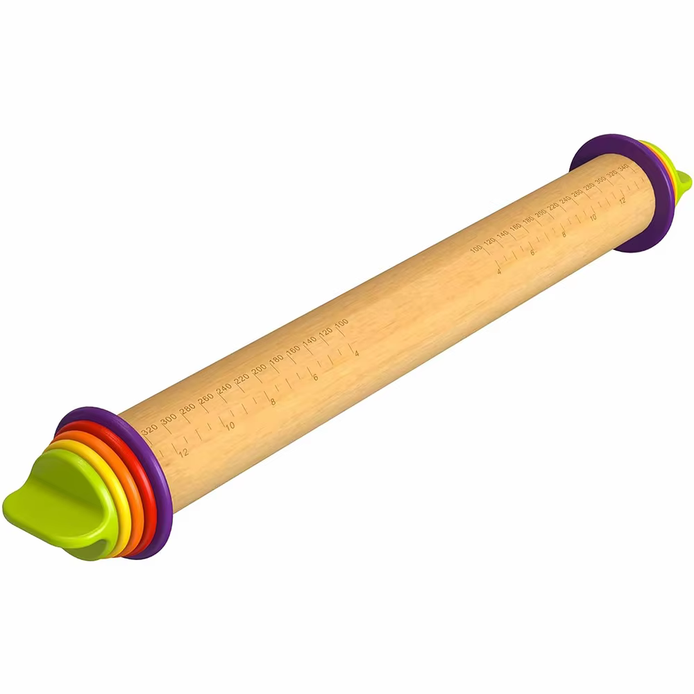 Rouleau à pâtisserie en bois réglable avec anneaux d'épaisseur pour la cuisson, ensemble de rouleaux