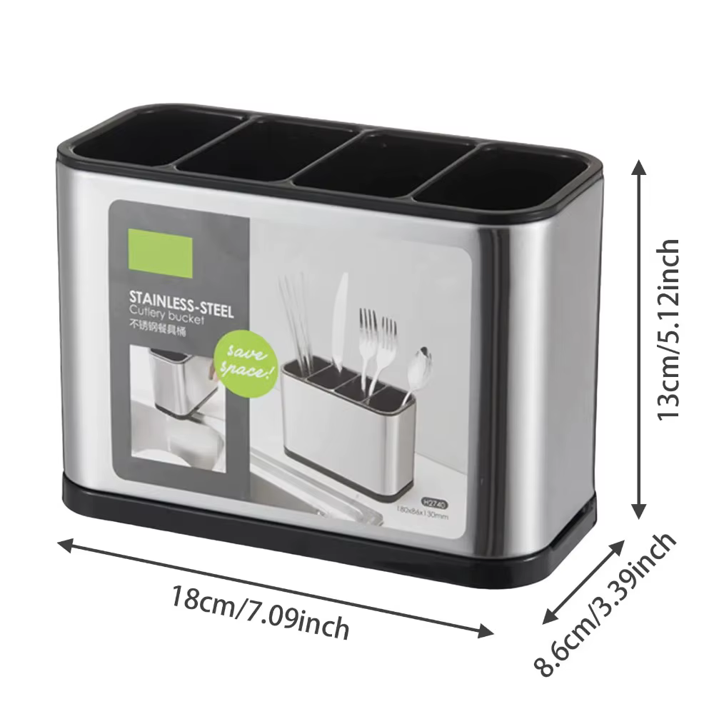 Porte-ustensiles de cuisine en acier inoxydable avec trou de drainage, antidérapant, antirouille, po