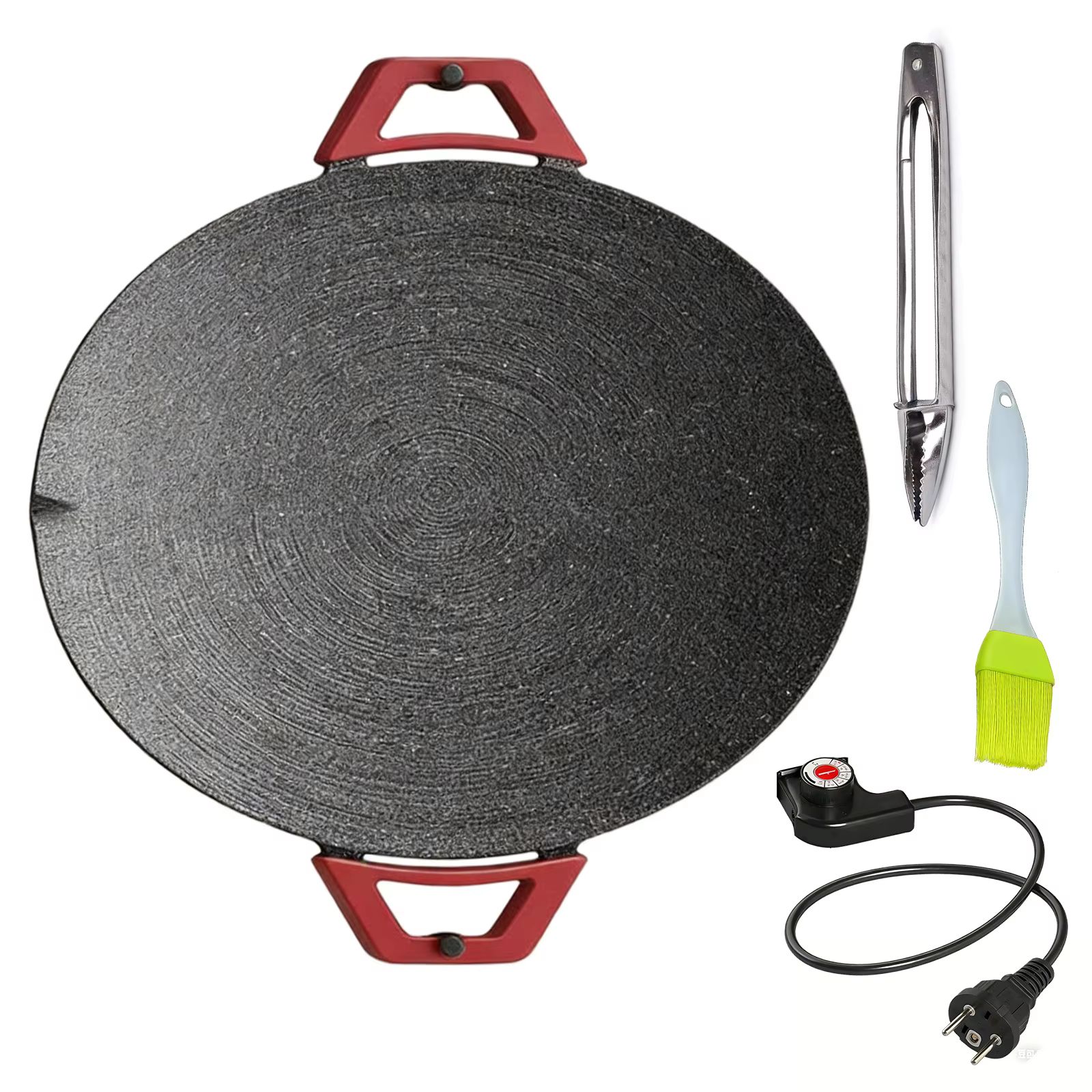 Grill électrique d'intérieur sans fumée et plaque de cuisson antiadhésive avec poignées, grill de ta