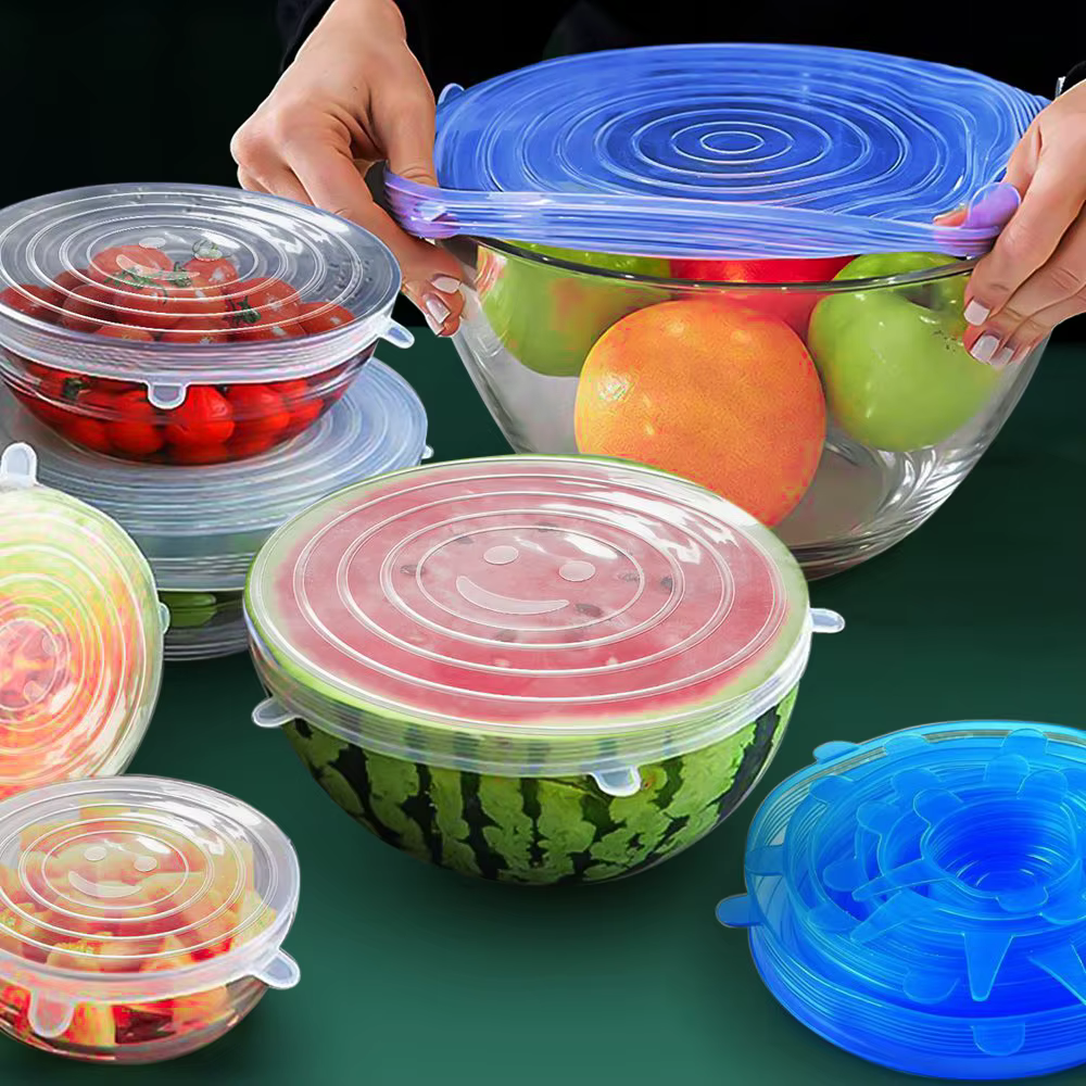 Couvercles extensibles en Silicone pour la cuisine, 6 pièces, pour le micro-ondes, les aliments