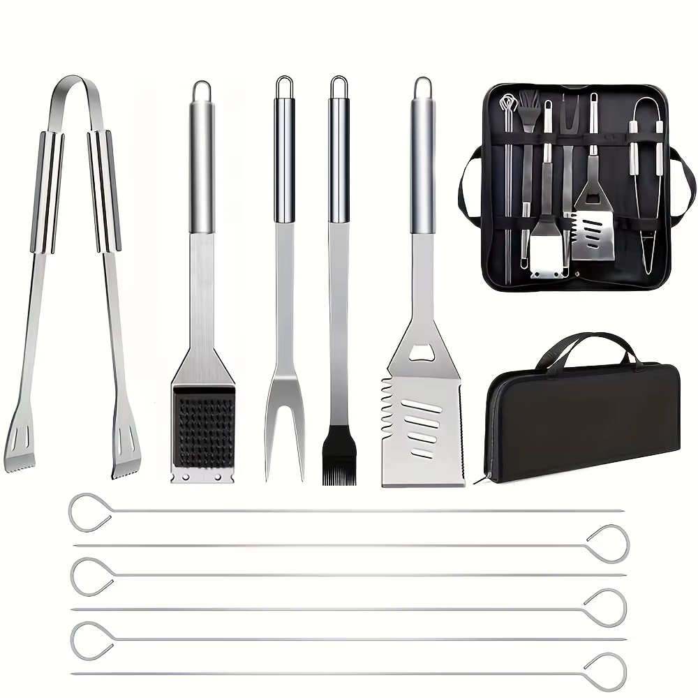 Ensemble d'accessoires de barbecue en acier inoxydable, 12 pièces, ensemble d'ustensiles de service,