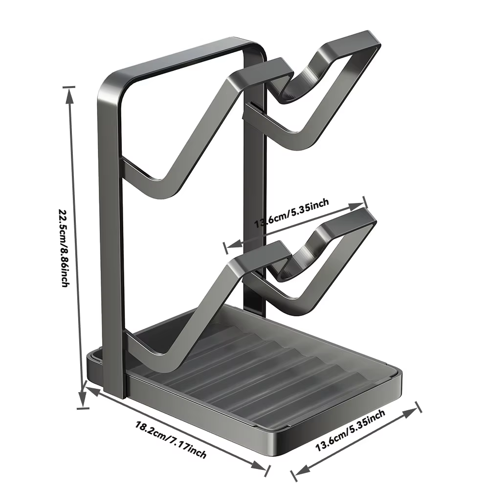 Support de rangement superposé pour couvercles de casseroles et planches à découper en acier au carb