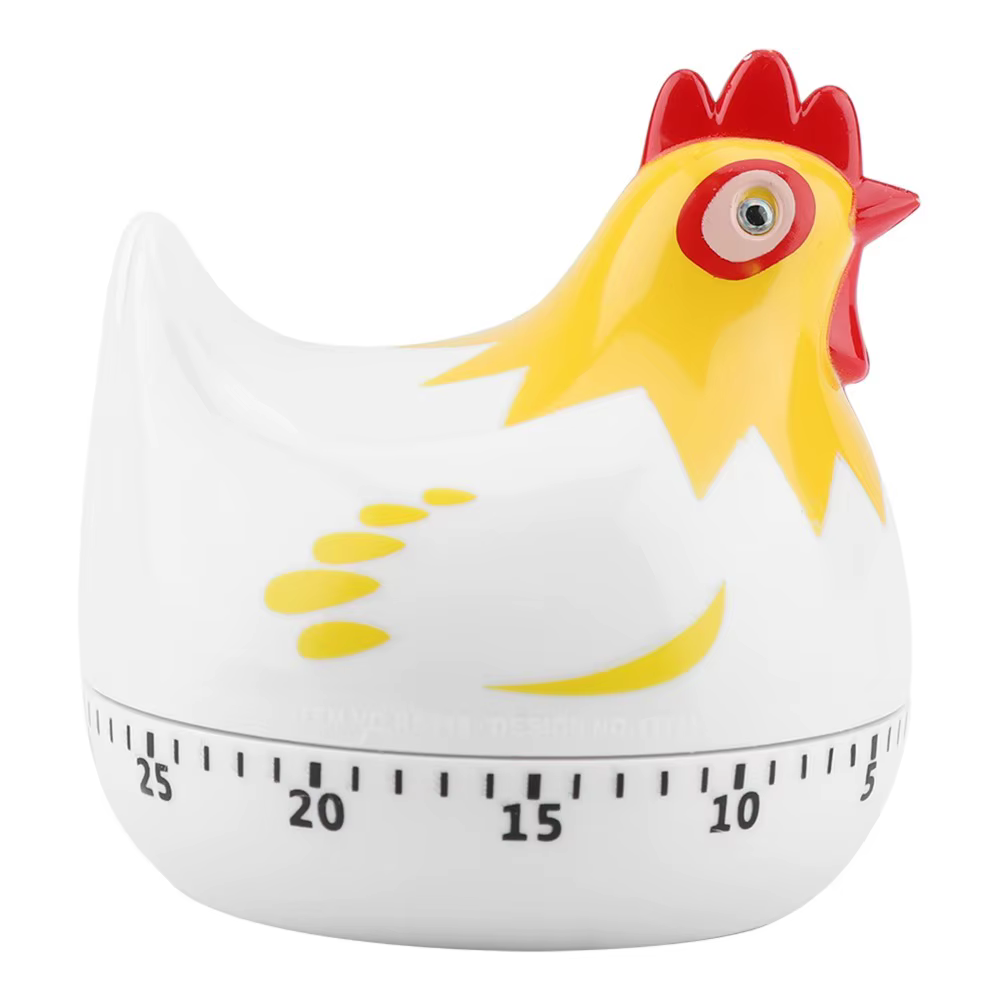 Minuteur de cuisine mécanique décoratif à motif poulet, alarme sonore, compte à rebours manuel, 60 m