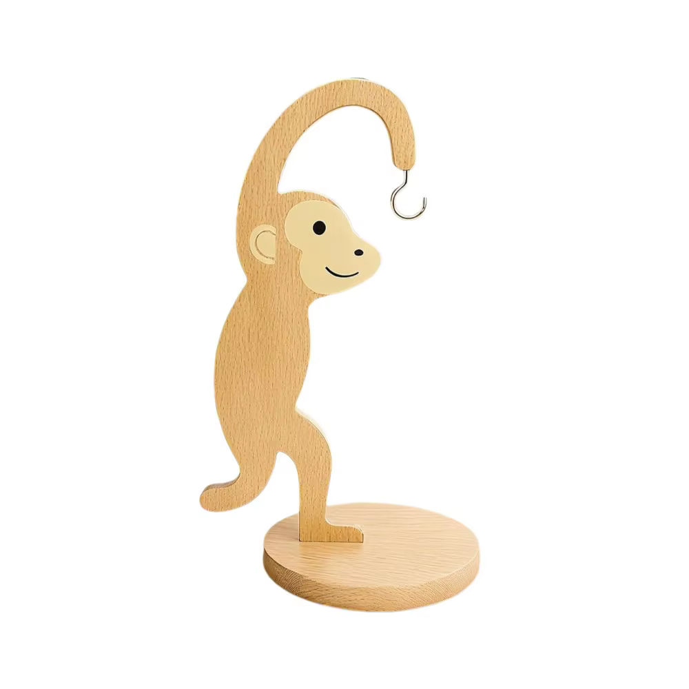 Support à bananes en bois avec crochet en acier inoxydable, design vertical, pour une suspension flu