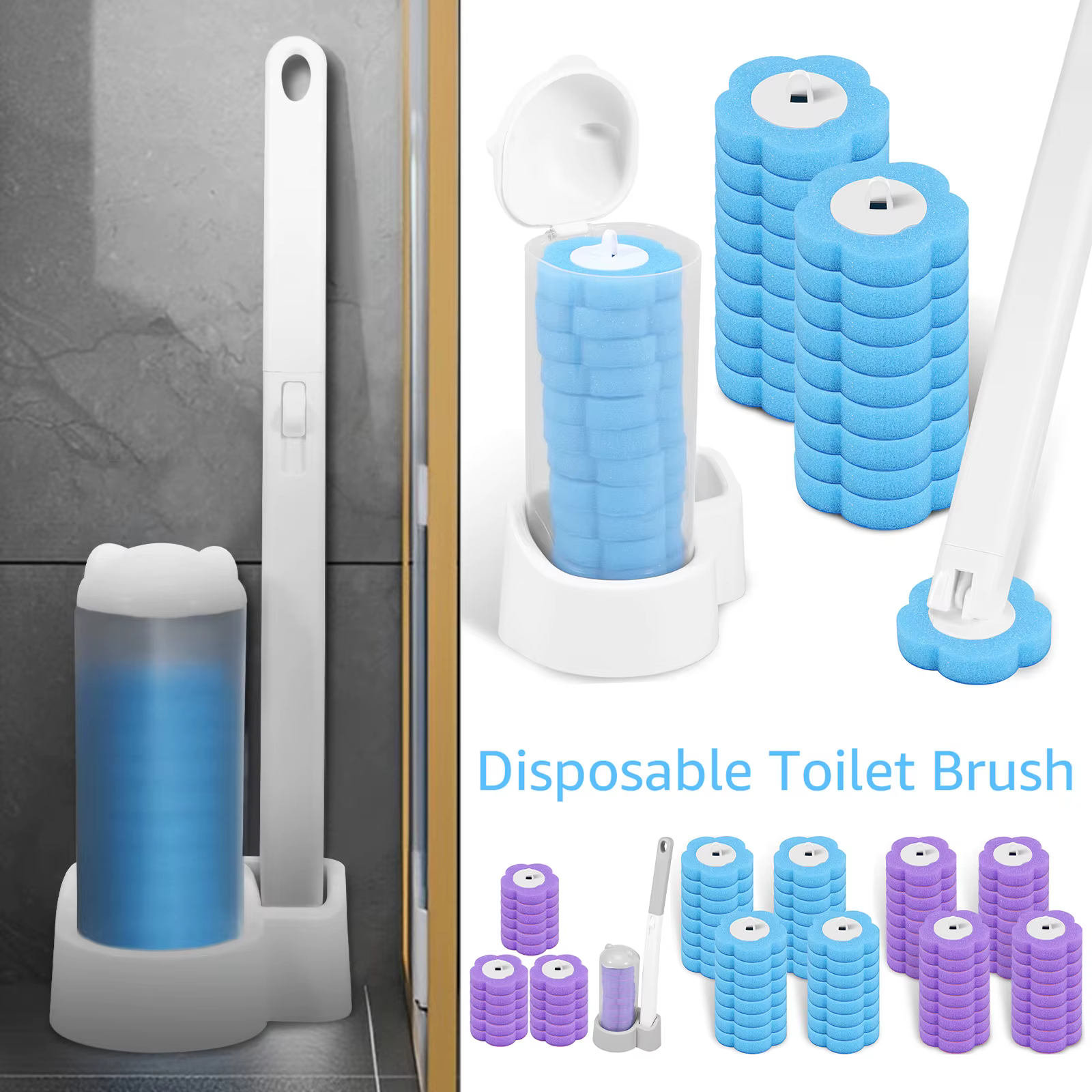 Kit de brosse de toilette murale en forme de poulet avec manche long, outil de livres, fournitures q