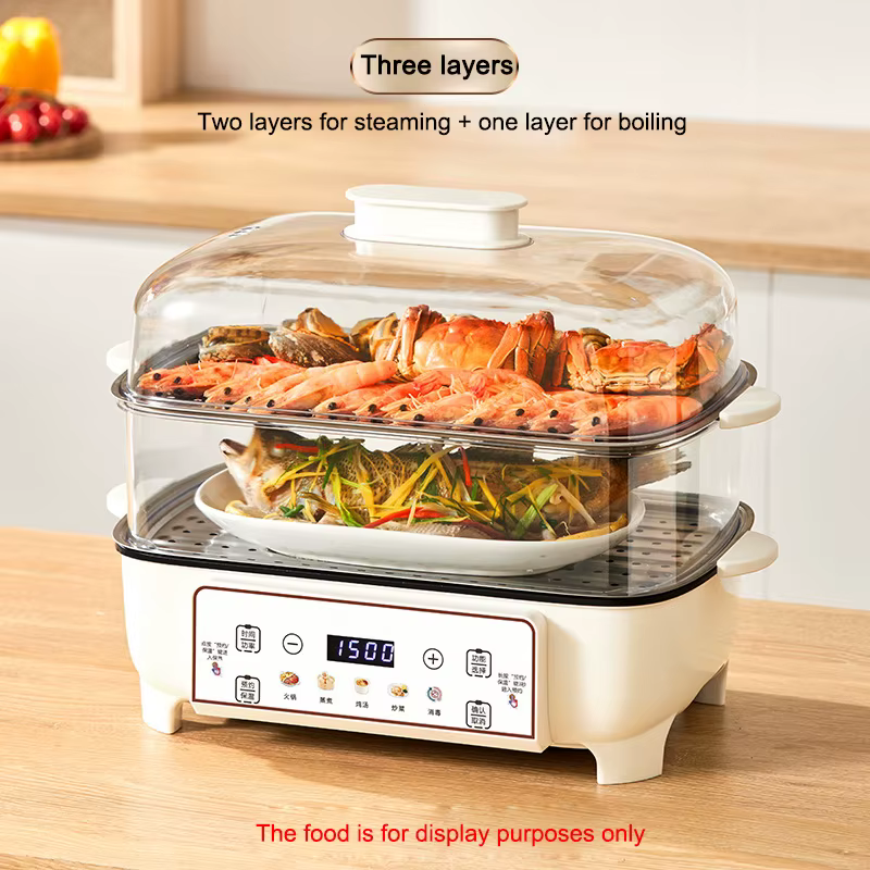 Cuiseur à vapeur électrique multifonctionnel 32l, quatre couches en acier inoxydable, cuisson à la v