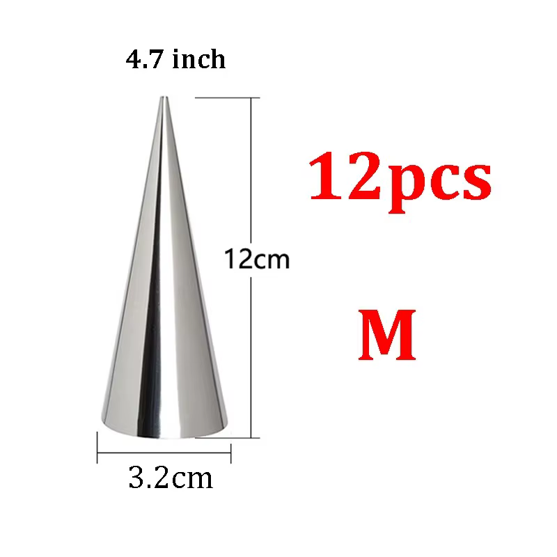 12 pièces Tubes coniques moules à crème moules à pain Croissants en acier inoxydable cône corne spir