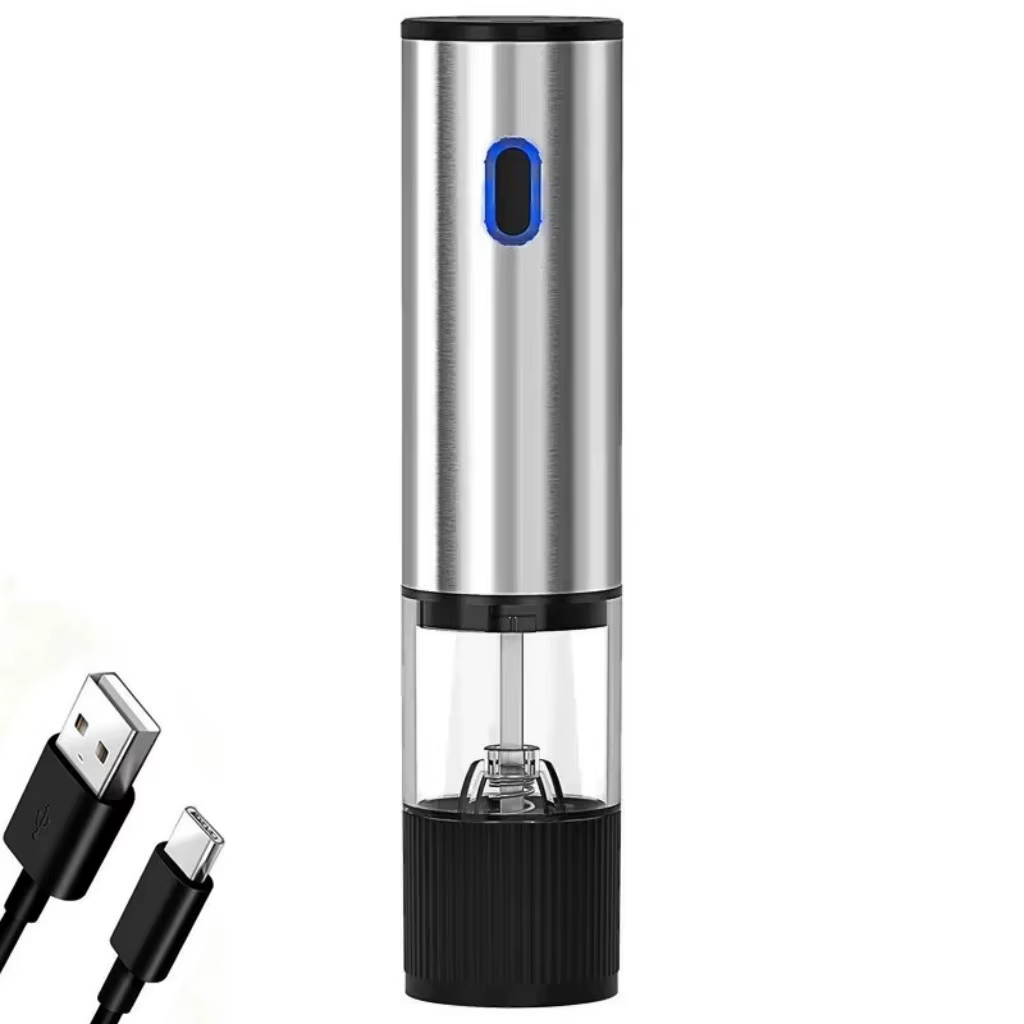 Moulin à sel et à poivre électrique automatique rechargeable, 1 ou 2 pièces, avec réglage externe de