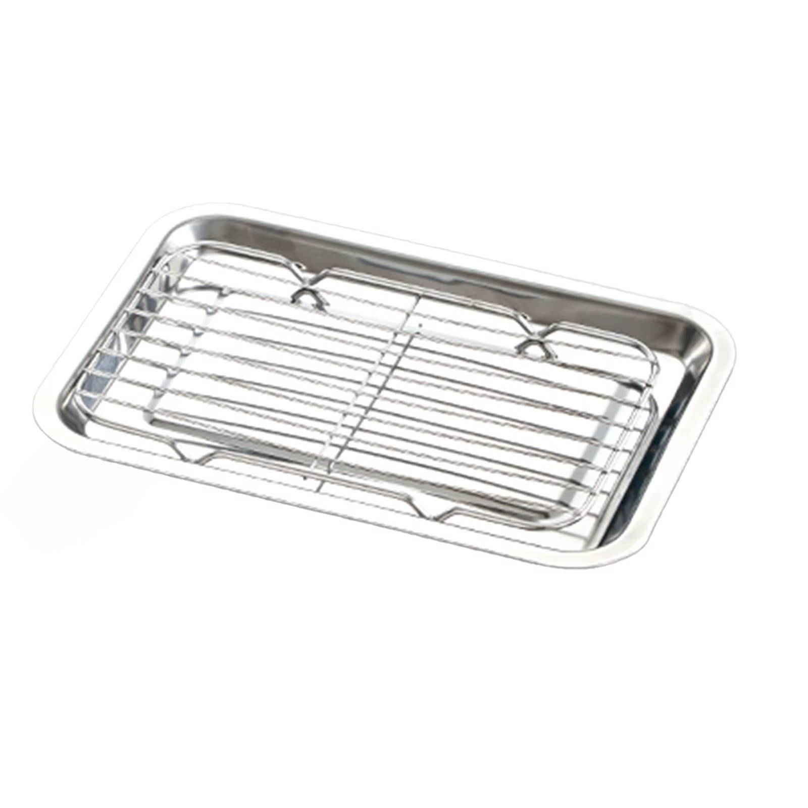 Plateau rectangulaire en acier inoxydable avec grille de drainage d'huile, idéal pour la friture com