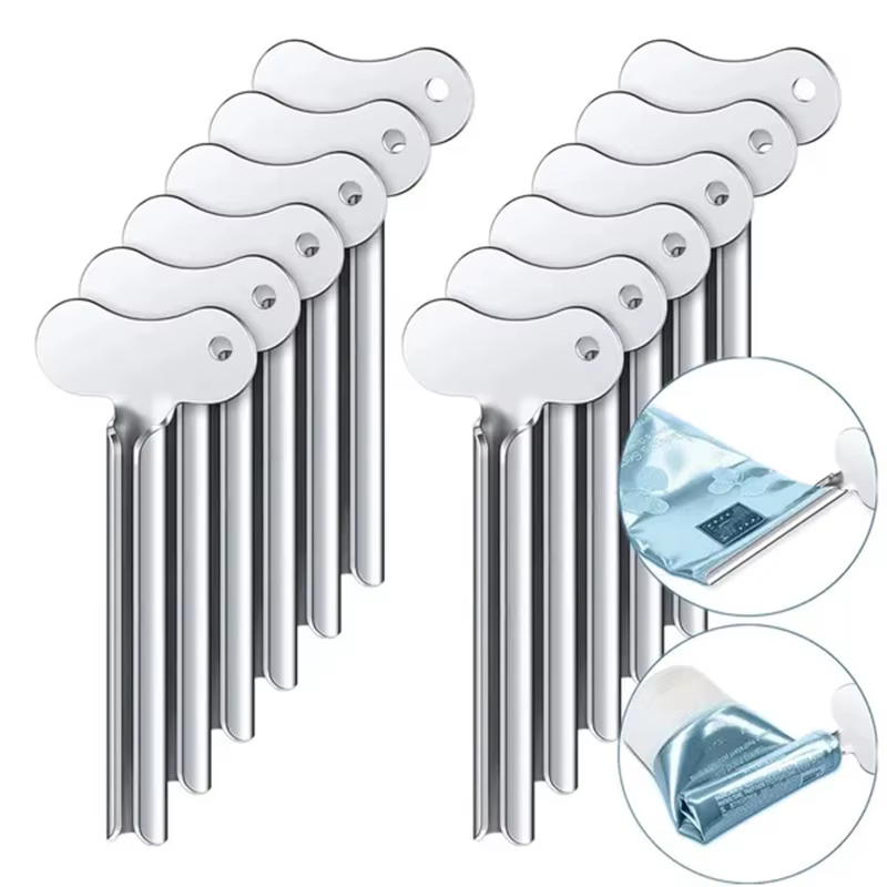 Presse-Tube de dentifrice en acier inoxydable, 1 à 6 pièces, clé en métal, pour salle de bains, tein