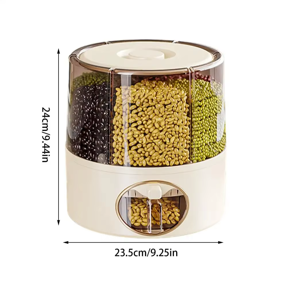 Conteneur de stockage de céréales alimentaires, distributeur de riz à 6 grilles, seau de stockage de