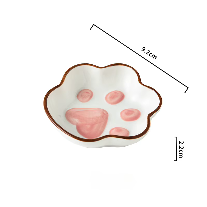 Petit plat en céramique de saveur de griffe de chat mignon, plat de dessin animé créatif, assaisonne