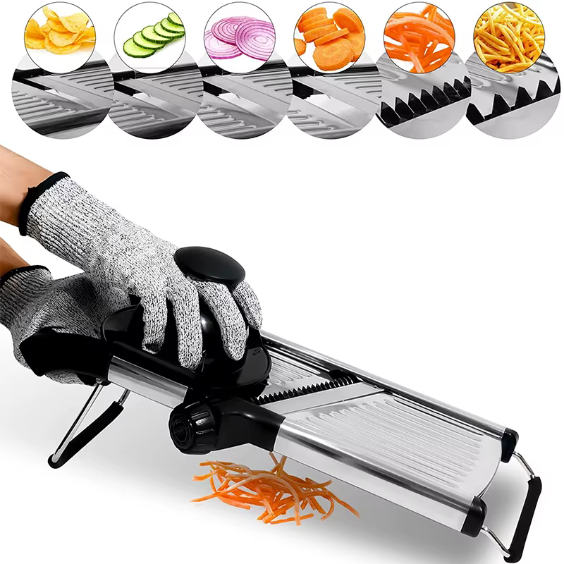 LMETJMA-Trancheuse à mandoline réglable en acier inoxydable, coupe-légumes, hachoir pour pommes de t