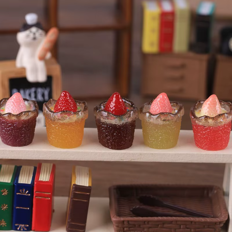 Lot de 5 mini-coupes de dessert croustillantes fraise Kawaii, accessoires DIY pour bijoux, artisanat