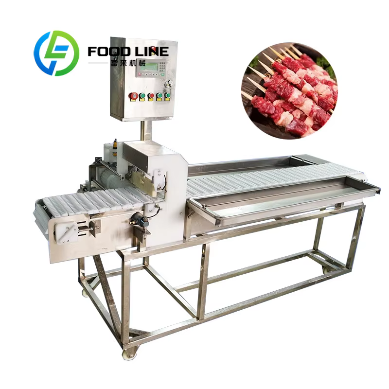 Machine automatique à brochettes de satay et de kebab pour barbecue, avec fonction de découpe de via