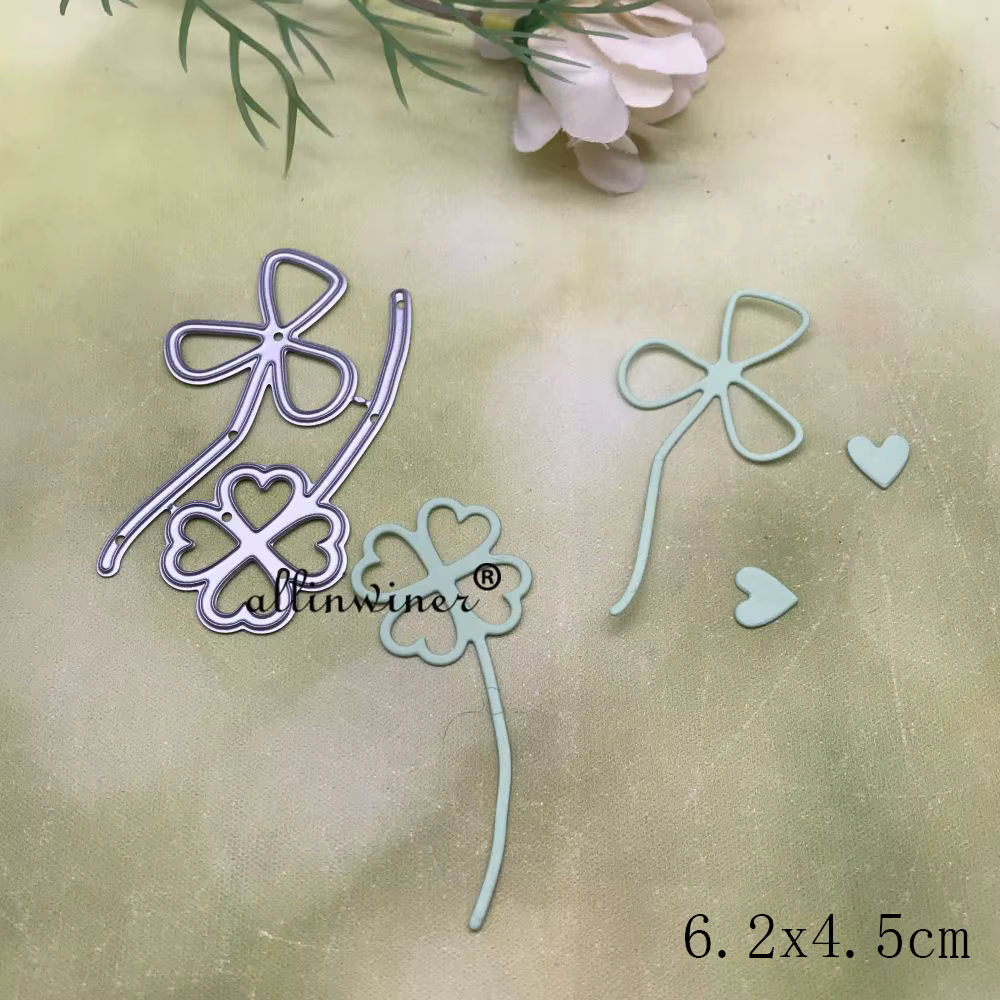Trèfle à quatre feuilles matrices de découpe en métal, pochoirs découpés pour bricolage, scrapbookin