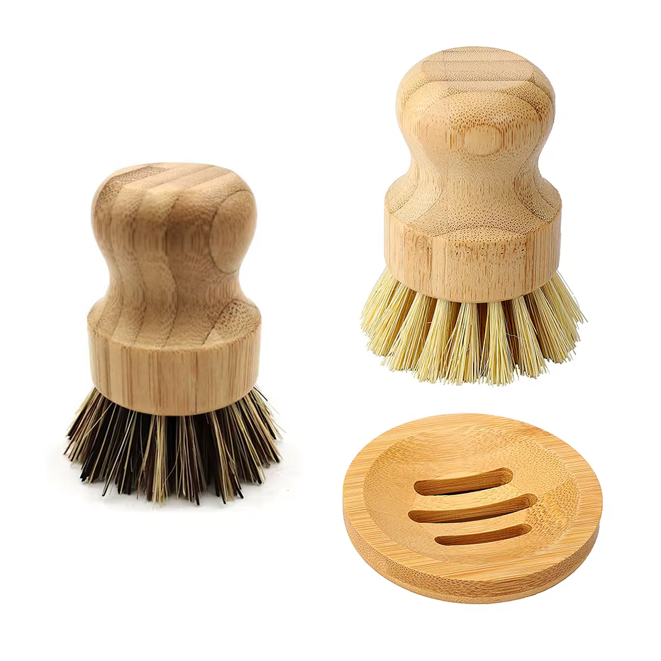 Brosse à récurer la vaisselle en bambou Regina, épurateur de vaisselle en bois de cuisine, brosse de