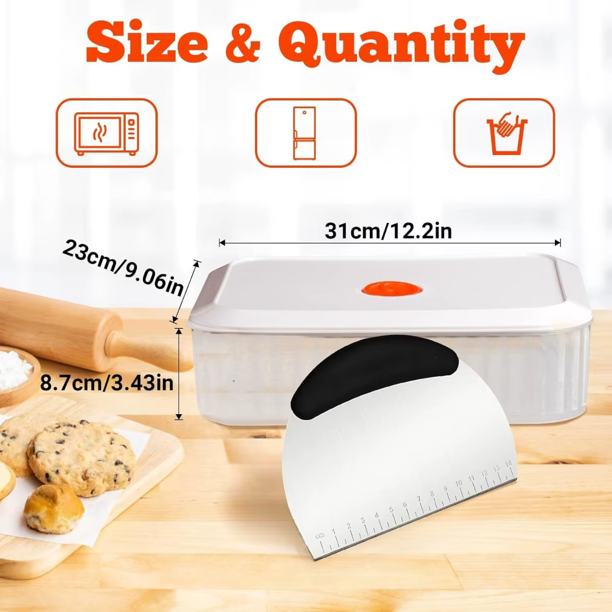 Boîte d'épreuve de pâte à Pizza de 12 pouces avec grattoir, récipient de pâte à Pizza empilable mult