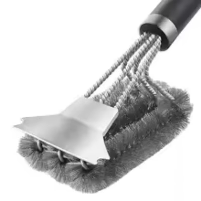 Brosse et grattoir de gril sûrs avec poignée de luxe, brosse de nettoyage de gril, brosse de gril à 