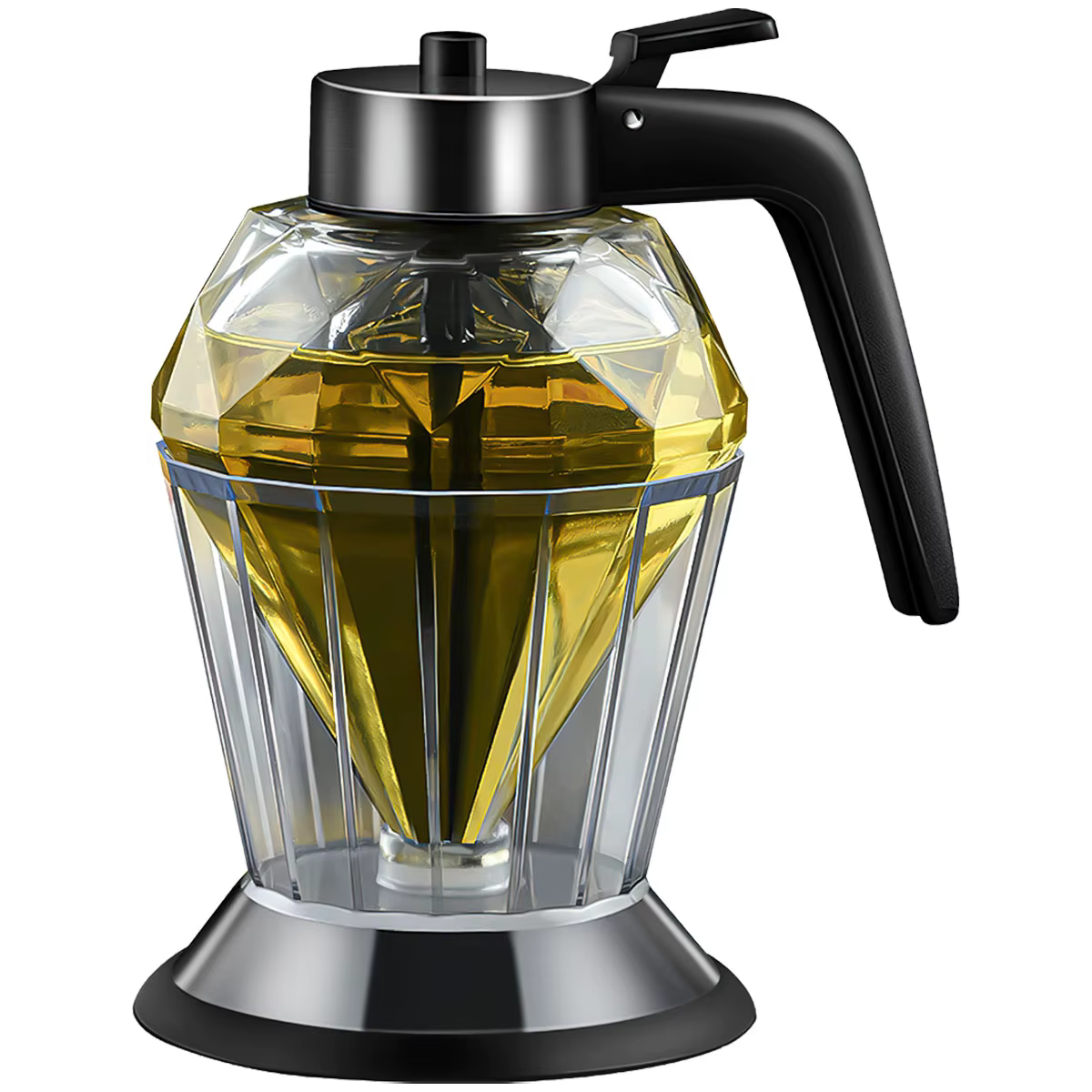 Distributeur de miel en verre en forme de diamant avec support, distributeur d'huile de grande capac