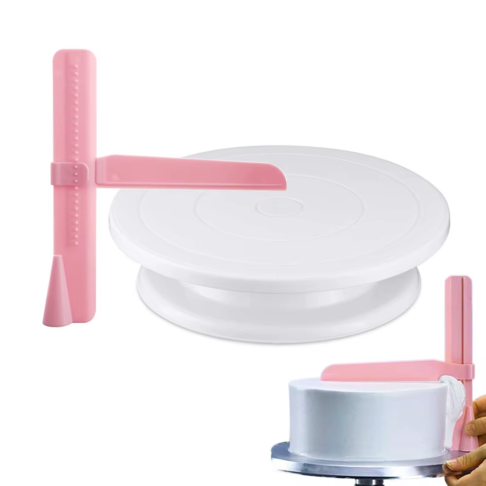 Plateau tournant à gâteau de 11 pouces, support de décoration rotatif avec grattoir à glaçage réglab
