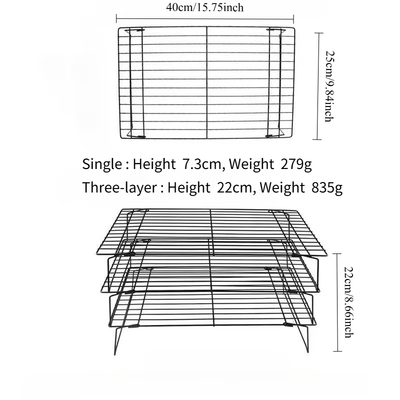 FAIS DU 1/2/3 pièces support de refroidissement empilable pour la cuisson antiadhésif métal gâteau s