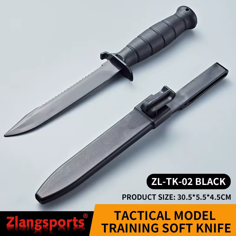 Zlang couteau de combat à lame fixe d'entraînement, manche ABS, lame souple TPE, modèle d'entraîneme