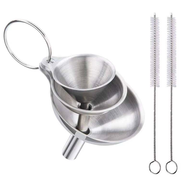 Ensemble d'entonnoirs de cuisine en acier inoxydable, 3/5 pièces, entonnoirs métalliques de qualité 
