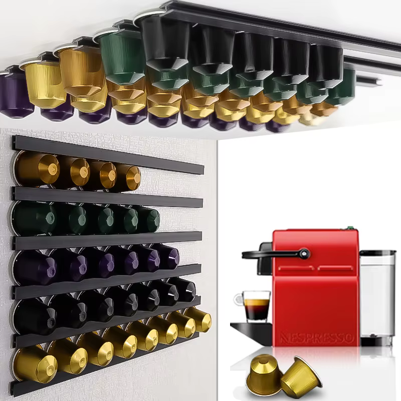 Support de rangement pour ensemble de capsules de café 6 pièces, support mural adhésif sans poinçon 