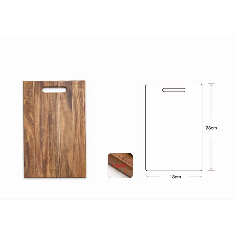 Planche à découper carrée en bois d'acacia massif, simple, pour la cuisine, pour couper les steaks, 