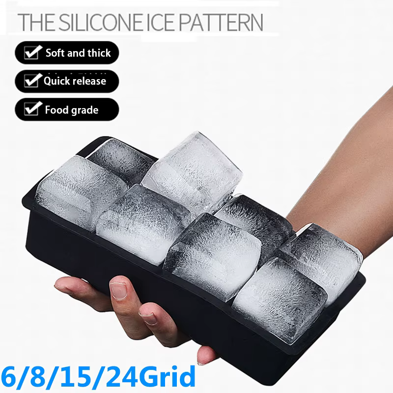 4/6/8/15 grille grand plateau à glace moule géant Jumbo grand Silicone de qualité alimentaire Cube à