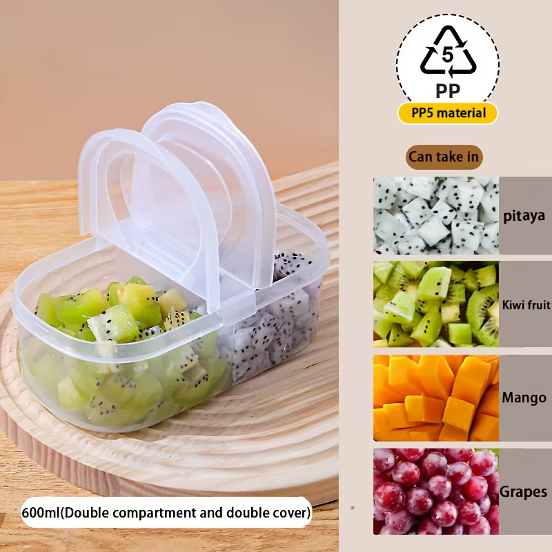 Récipient de stockage des aliments, organisateur d'épices à double compartiment, pour Fruits, épices