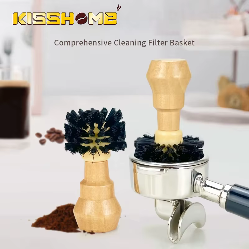 Nettoyeur de brosse à café en bois massif, panier porte-filtre, outils de dépoussiérage, accessoires