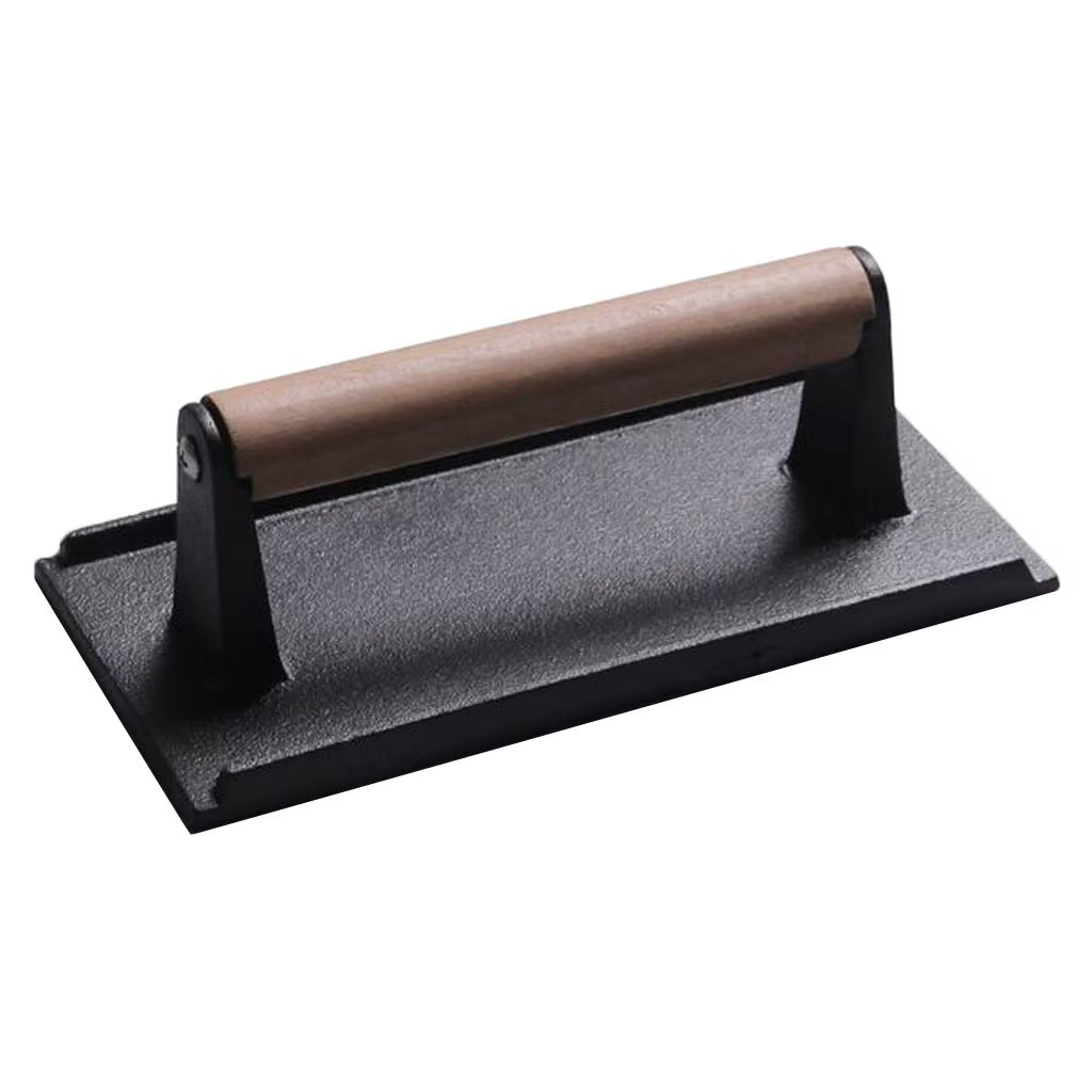 Presse à viande avec manche en bois, ustensile de cuisson pour poêle, four
